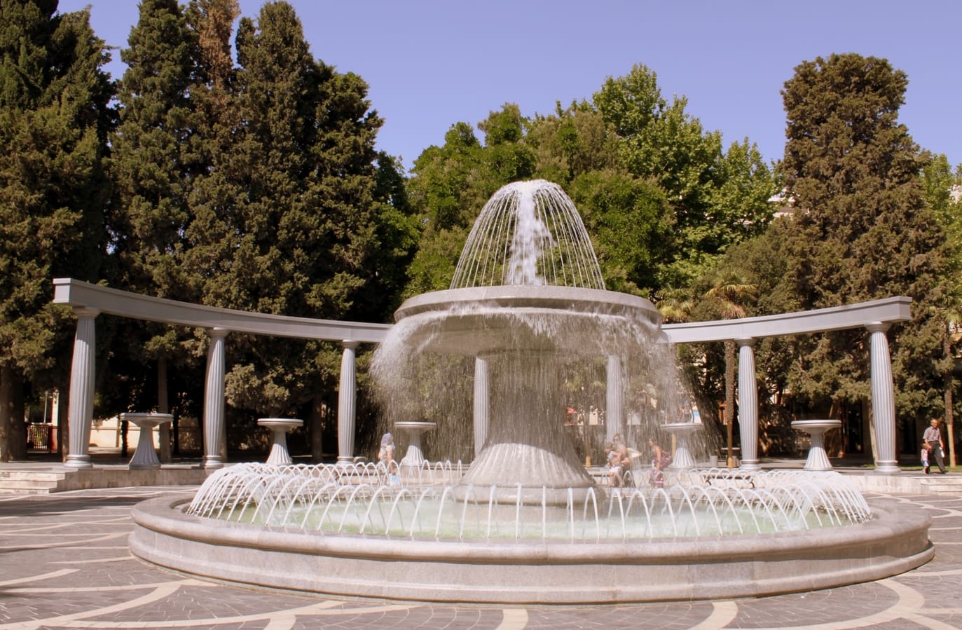 Fountains Square in central Baku on a mild spring day